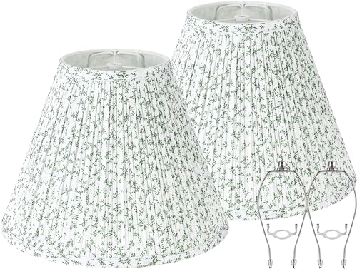 Lamp Shades Green Floral Set of 2 Bell Shade 6"×13"×9.8" (White-2 Pack / 6*13*9.8in)