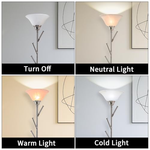 Tall Floor Lamp for Living Room (Brushed Nickel)