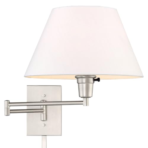 Cambridge 15" Modern Swing Arm Wall Sconce with 3 (Brushed Nickel,White Shade)
