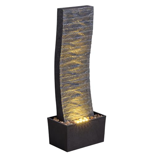 Outdoor Water Fountain (Grey Curved Faux Slate)