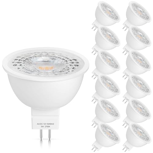 12 Pack MR16 LED Bulbs 5W GU5.3 12V Spotlights (Warm White)