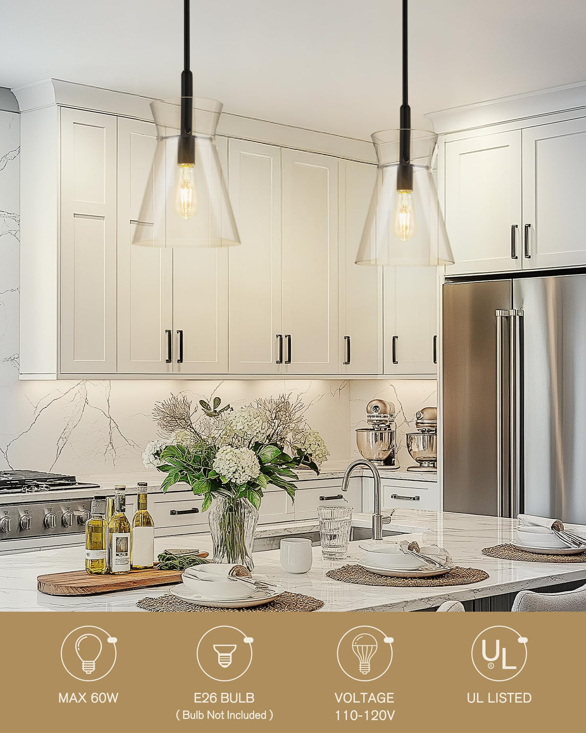 Black Pendant Lights Kitchen Island (Black)