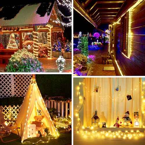 2 Pack 72FT 200LED Solar Rope Lights (Warm White / 200 LED 2PACK)