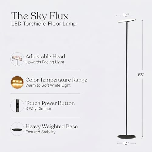 Sky Flux Dimmable LED Floor Lamp (Black)