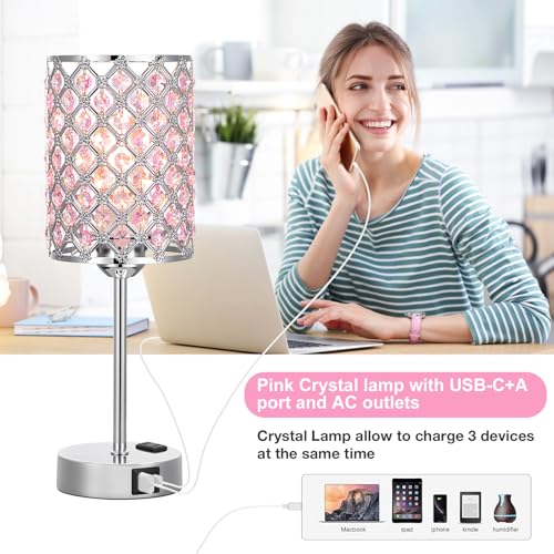 Pink Bedside Lamps for Night Stands (Pink)