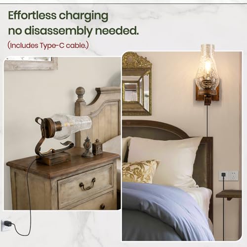 Battery Operated Wall Sconces (Ice Crackle Retro Gold / Battery Operated)