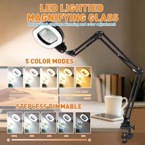 Magnifying Glass with Light and Clamp (5IN-2)