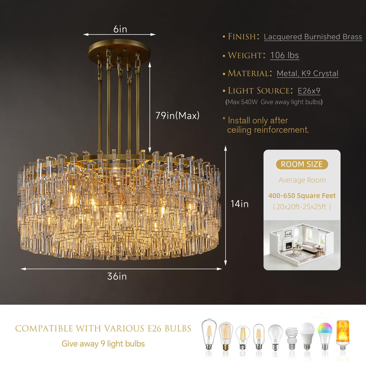 36'' W Round Single (Gold-5(36''))