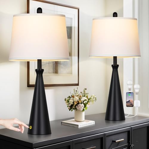 28" Black Table Lamps Set of 2 (A Black)