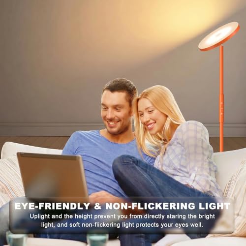 Floor Lamp Upgraded 40W 4000LM Super Bright Torchiere LED Floor Lamps for Living Room (Orange)