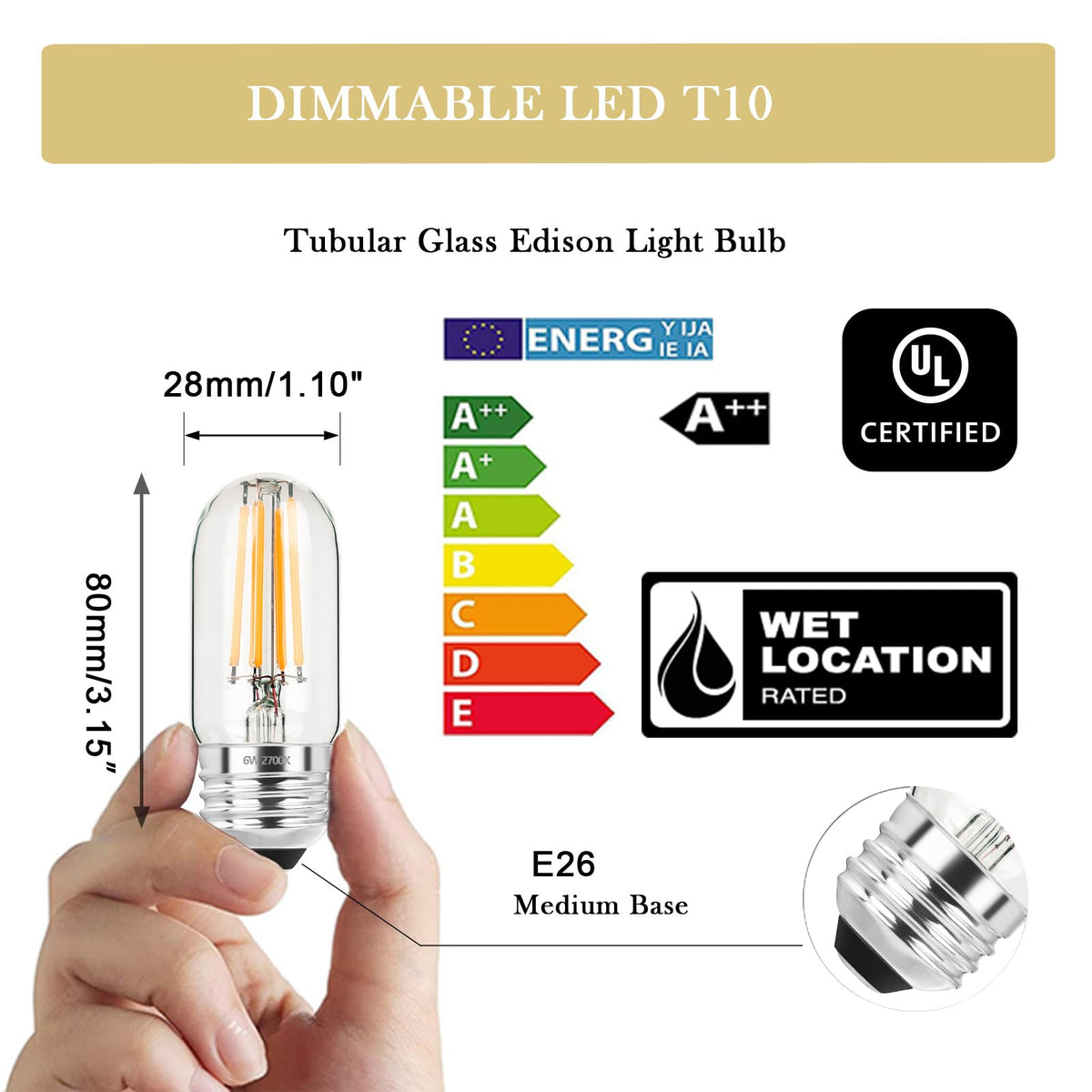 3.2 Inch 2700K Soft White E26 LED Bulb 60 Watt Equal (3 Inch 6W (6 Count))