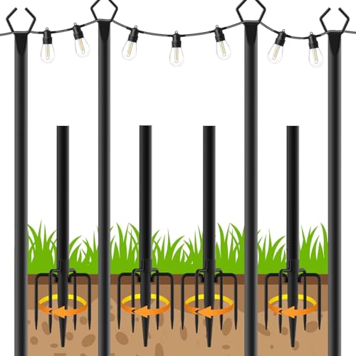 4 Pack String Light Poles (4 Pack 10FT)
