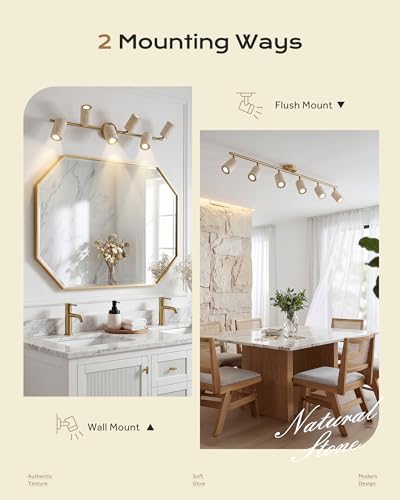 Natural Stone Track Lighting Fixtures Ceiling (43.7", 5-Light)