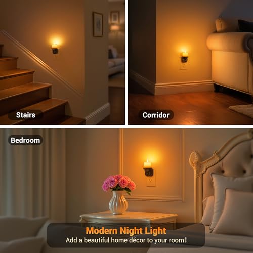 Night Lights Plug into Wall (Candle-Amber（Flicker） / 2 Pack)