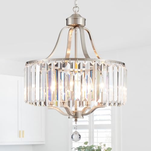 Modern Crystal Chandeliers Round 4 (169-Brushed Nickel)
