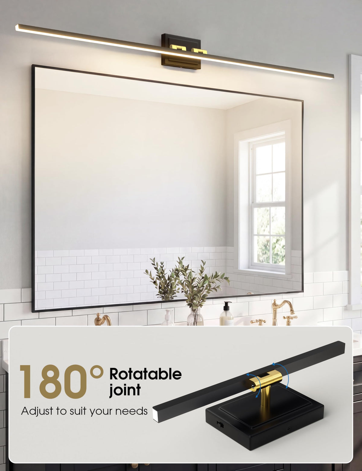 Modern Bathroom Vanity Light 55 inch (Black Gold / 55 inch)