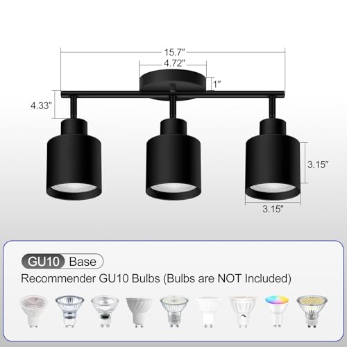 3 Light Led Track Lighting (3 light Black)