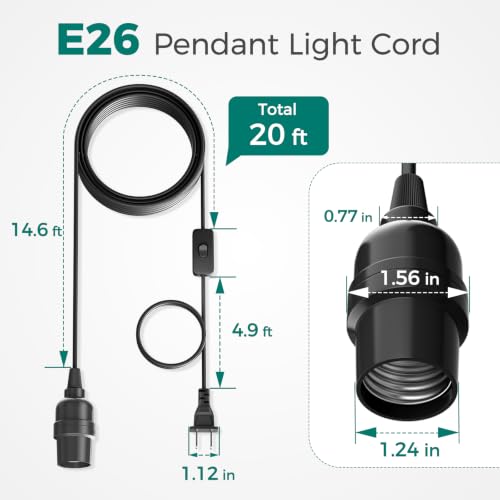 Pendant Light Cord (20ft - Black)