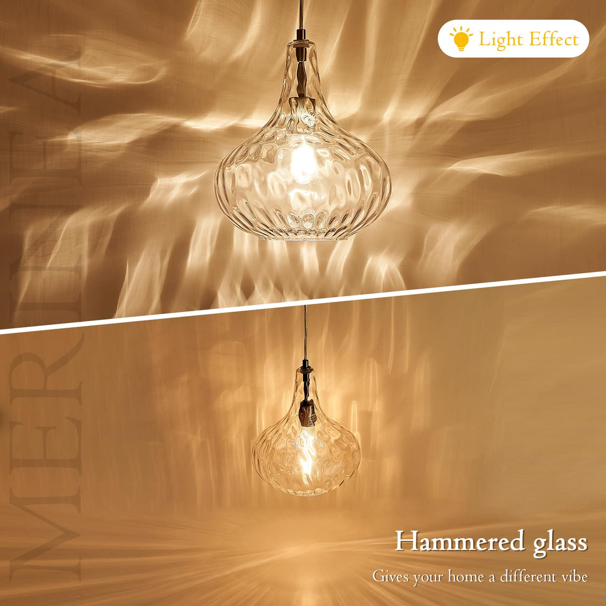11" Black Hammered Glass Pendant Light (Black)