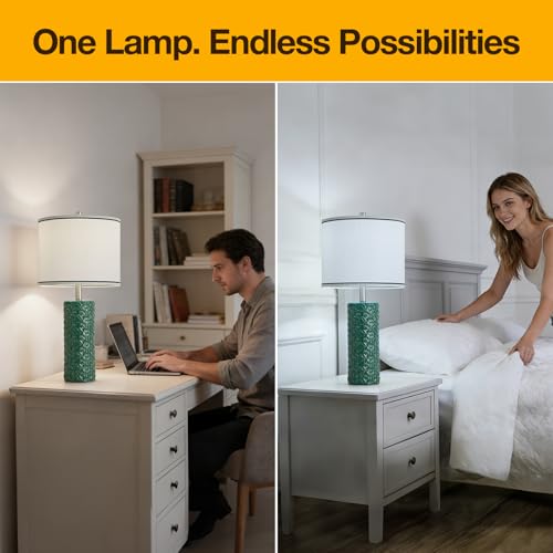 27" Farmhouse Table Lamp Set of 2 for Living Room Bedroom (Green / 27")
