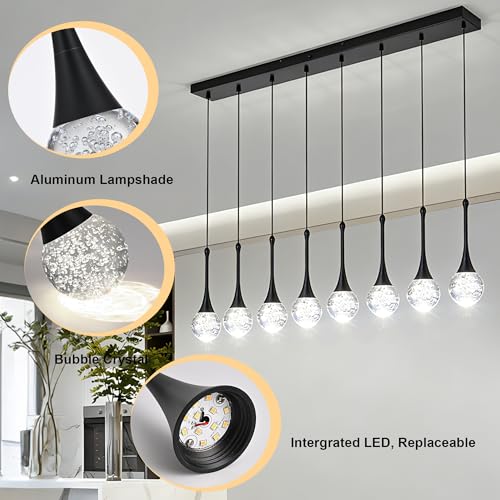 8 Light Crystal Modern Black Chandelier (Black / Pendant 8-Light)