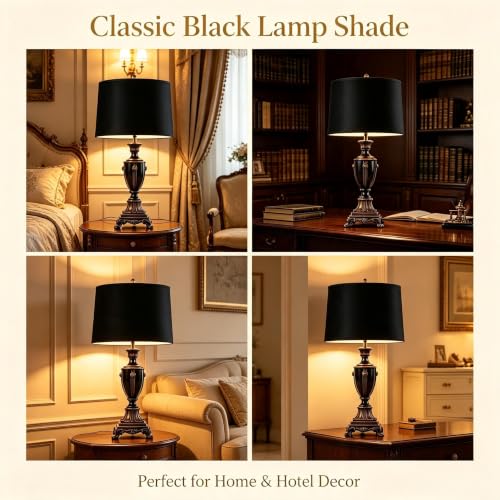 Black Lamp Shades Set of 2 (Black-Mirror Velvet / 11×13×10 IN-2 PCS)