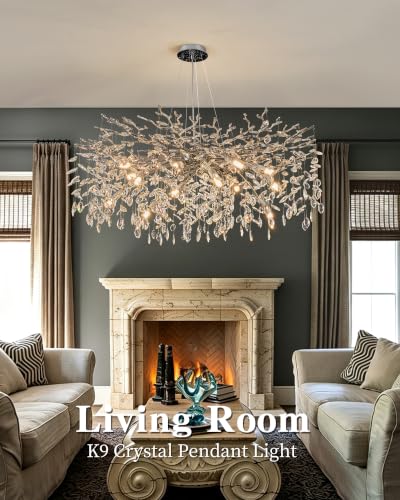 40" Modern Tree Branch Crystal Chandelier (40" Round / Silver)