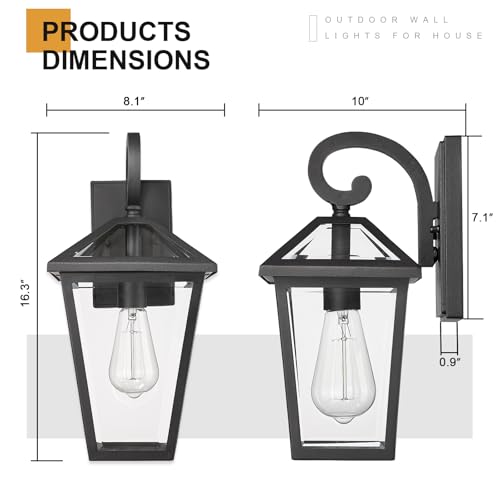 Outdoor Wall Light Fixtures (Black -Medium 2 PACK / Medium)