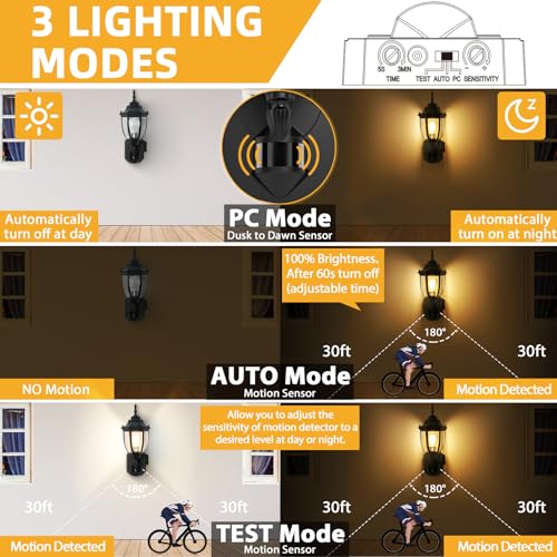 Outdoor Wall Lights with Outlet (Black- 2 / 2 Pack)