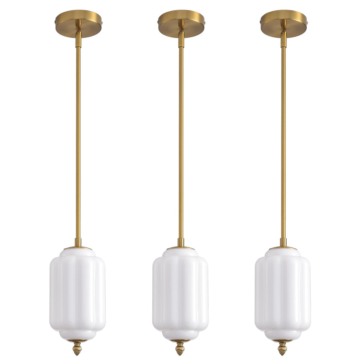 Vintage Milk Glass Pendant Lights 3 (White-3 Pack / 5.5 Inch)
