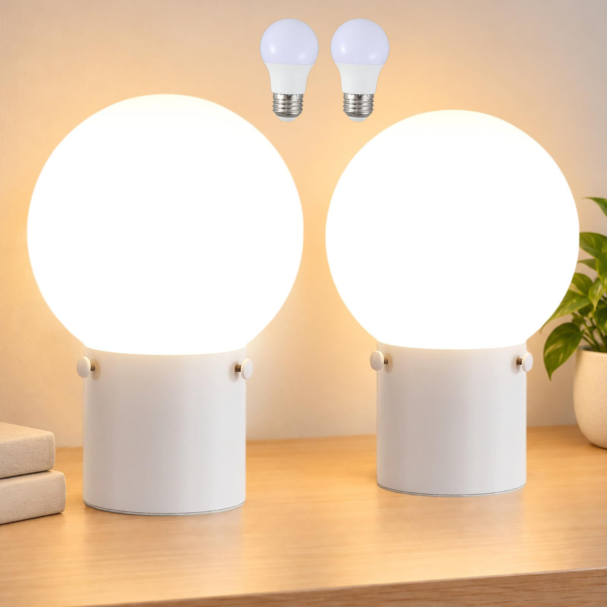 White Table Lamp Set of 2 (White)
