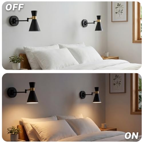 OSYNNIQ Wall Sconce Light with Adjustable Swing Arm for Bedside Reading (STYLE 2)