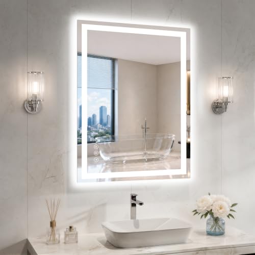 28"x36" LED Bathroom Mirror with Lights (Frontlit & Backlit / 36"L x 28"W)