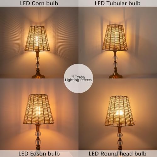 Boho Rattan Lamp Shade 5" Top X 10" Bottom X 9" Vertical Height (5X10X9)