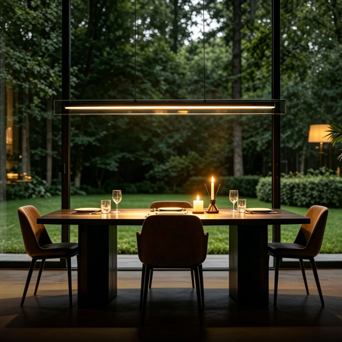 51" glass Linear Pendant Light LED linear kitchen island lighting Modern (51.1")