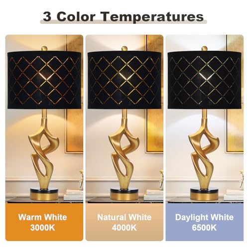 29" Tall Black and Gold Table Lamp for Living Room (Black & Gold (1 Pack))