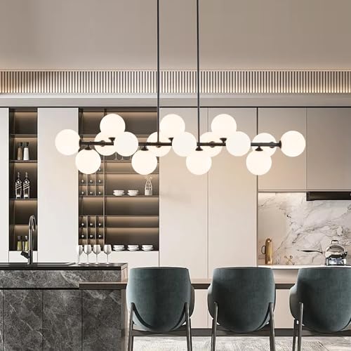 Glass Globe Linear Chandeliers for Dining Room Kitchen Island Modern Sputnik Chandelier
