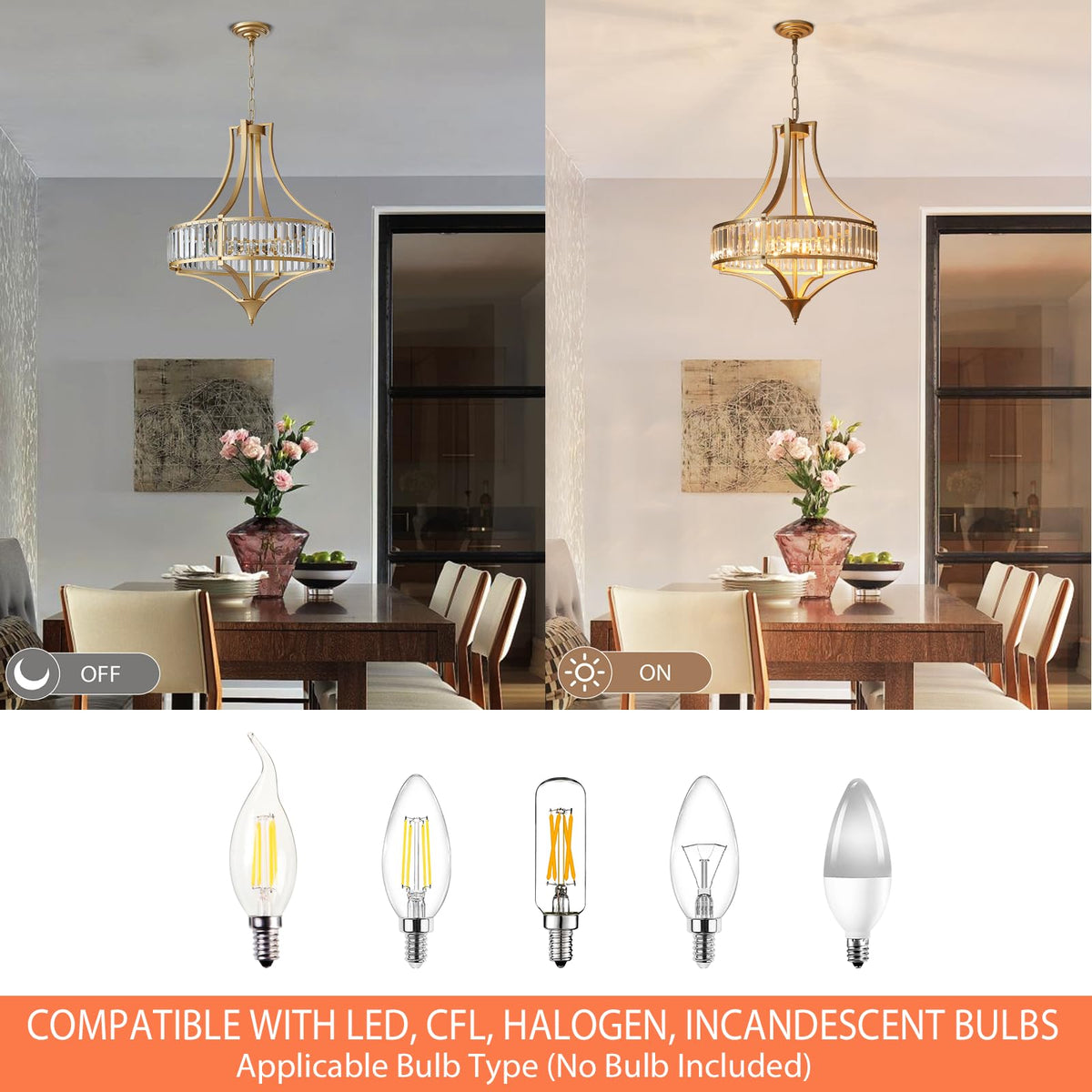 21.6" Gold Crystal Chandeliers Modern Vintage Chandelier with Round Metal Shade Art Deco 6 (21.6”-Brushed Gold)