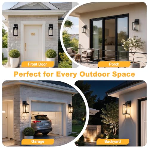 13" Outdoor Wall Light Fixtures with Enclosed Bottom (2 Packs-13IN / Black (No Sensor))