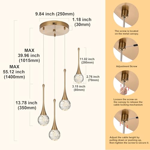 3 Light Crystal Brushed Gold Chandelier (Gold / Round Pendant 3-Light)
