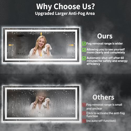 72"x32" LED Bathroom Mirror with Lights (Frontlit & Backlit / 72"L x 32"W)
