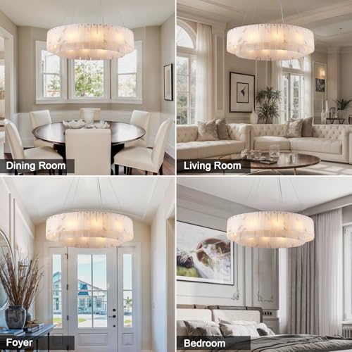 Alabaster Round Chandelier (2-Gold-31in / 31 in)