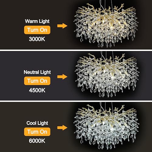 Modern Crystal Tree Branches Chandelier (Gold / Round 18")