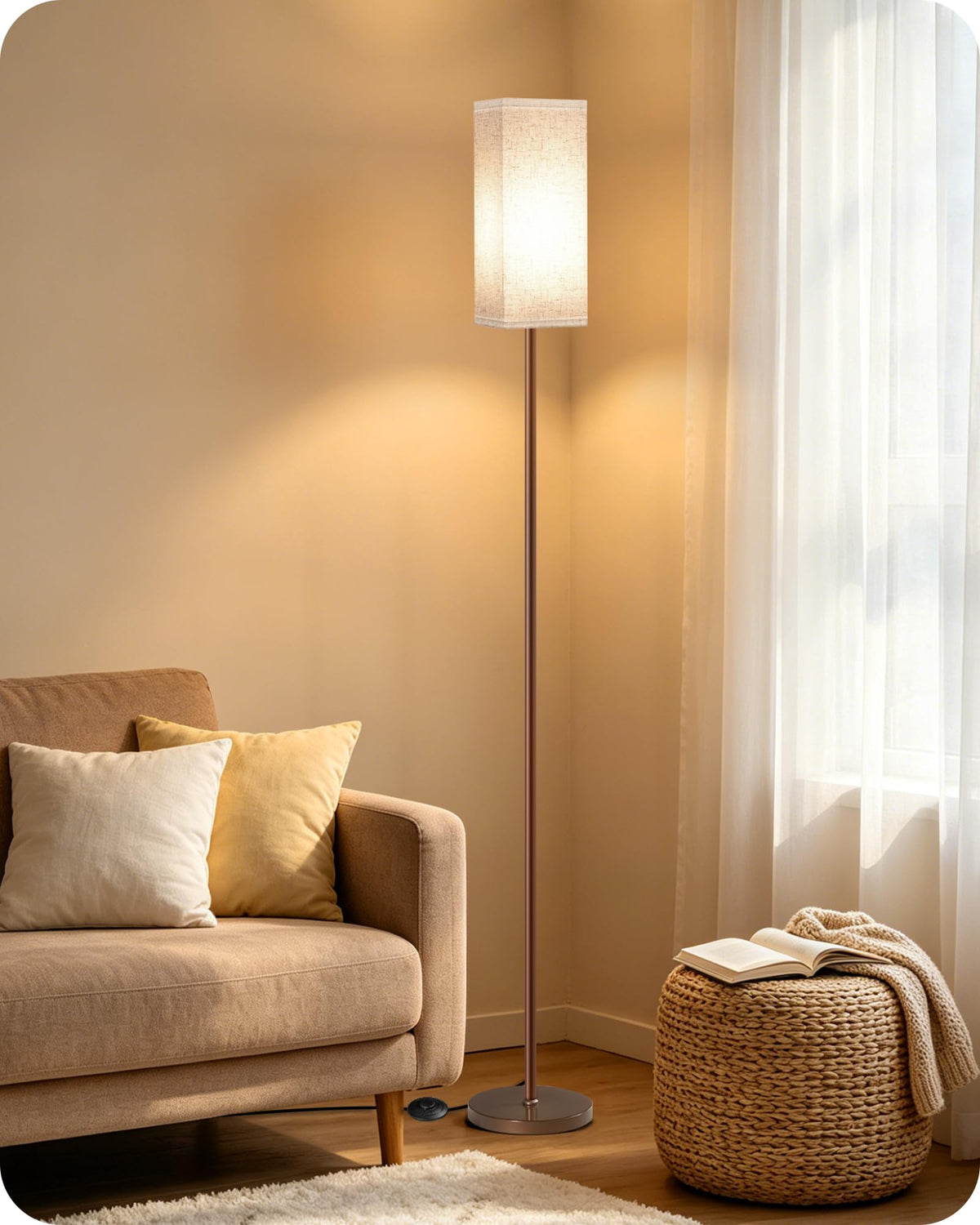 64.6" Floor Lamp (1Pack Beige + Brown)