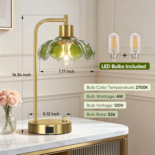 Industrial Touch Control Table Lamps with 2 USB Ports and AC Outlets
