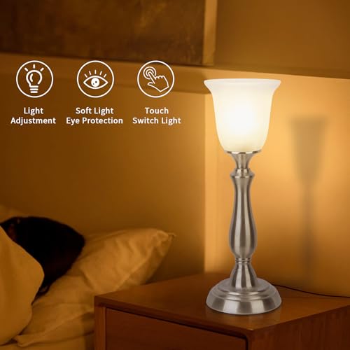Farmhouse Table Lamp for Living Room (Brushed Nickel)