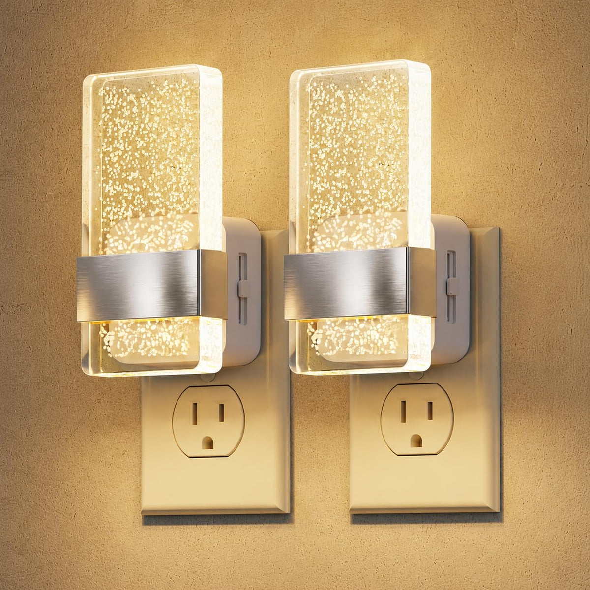 Night Light Dimmable Night Lights Plug into Wall (Silvery White)