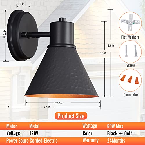 2 Pack Outdoor Wall Sconces (Black)