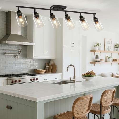 6 Light Kitchen Track Light Fixtures Ceiling Vanity Lights Black (Black / 6-Light)