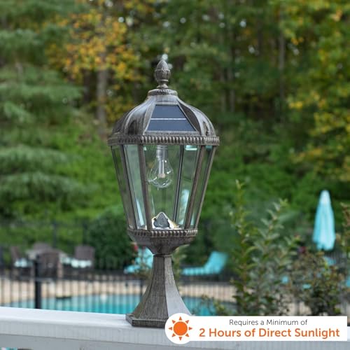 Outdoor Solar Post Light with Pier Base (Single Lamp Only - Pier Mount / Weathered Bronze)